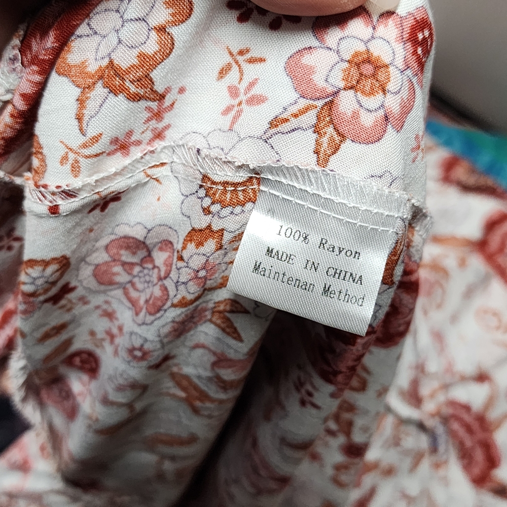 ZESICA Red & Cream Floral Wrap Maxi Dress, Size medium - Picture 4 of 5